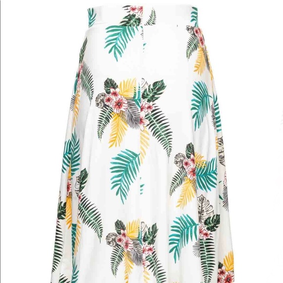 Floral Print Button Placket Midi Skirt- Floral - Picture 4 of 4